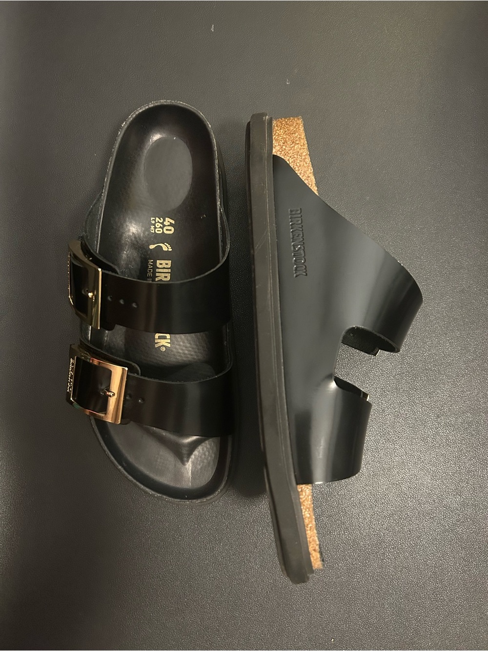 Arizona Droplet Buckle Patent Leather Sandals - Picture 8 of 12